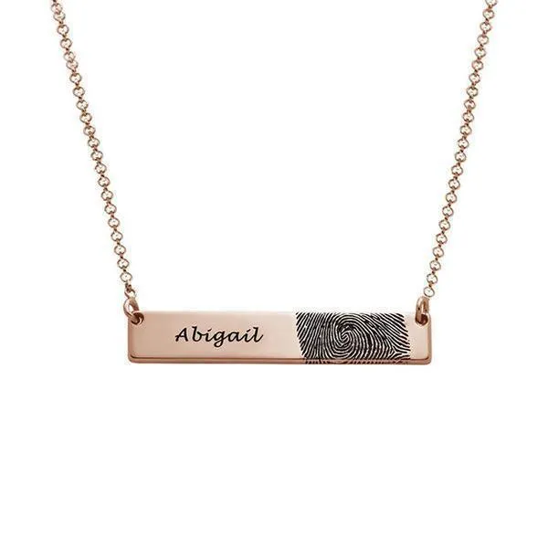 Silver Creative Jewelry Horizontal Card Necklace Engraved Letters