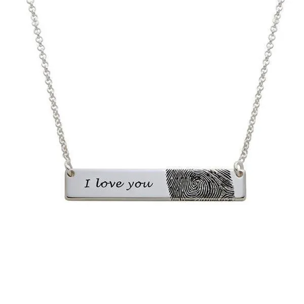 Silver Creative Jewelry Horizontal Card Necklace Engraved Letters