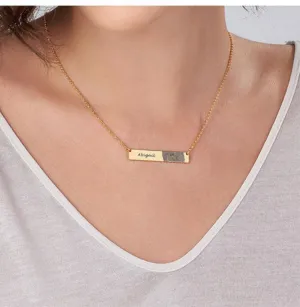 Silver Creative Jewelry Horizontal Card Necklace Engraved Letters