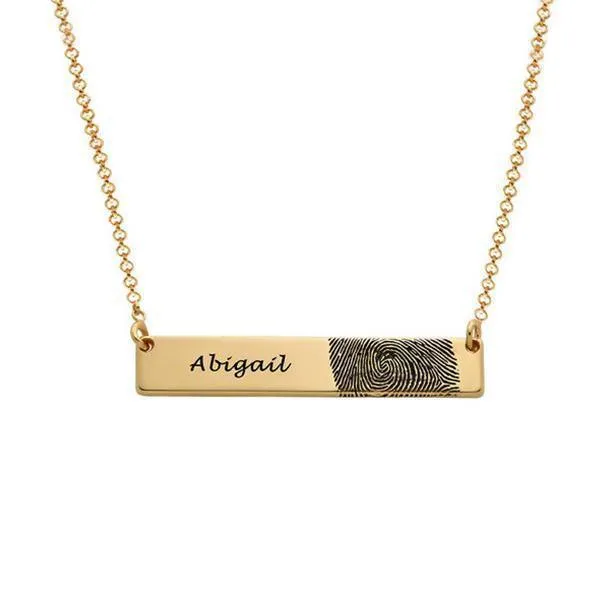 Silver Creative Jewelry Horizontal Card Necklace Engraved Letters