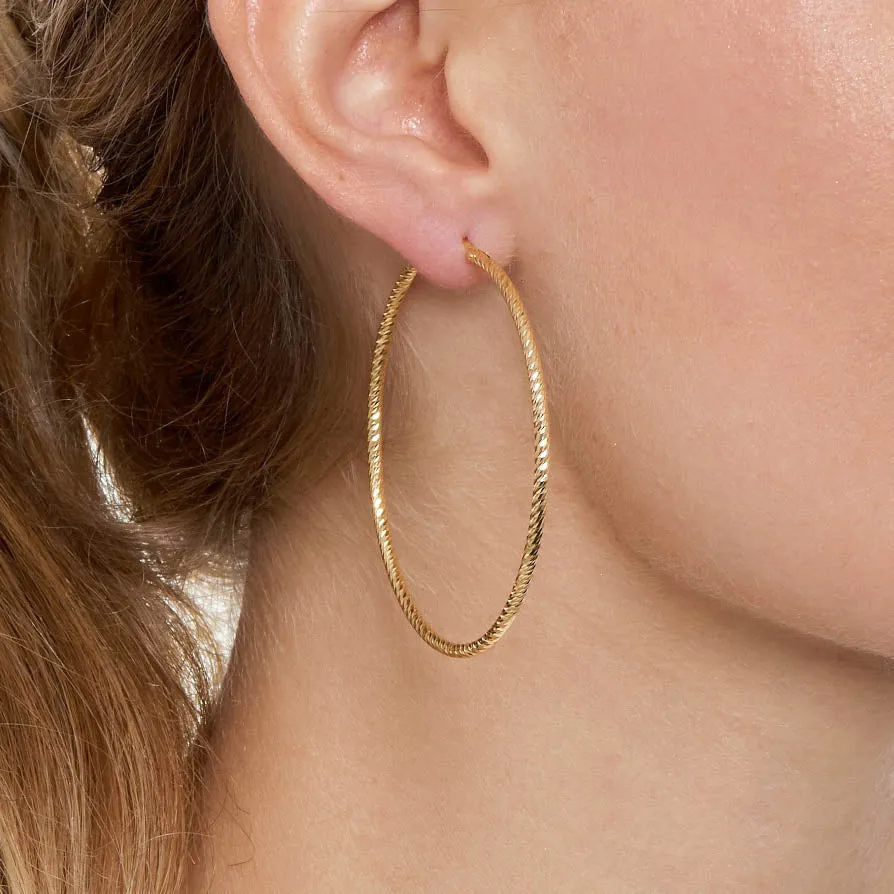 Sparkly Diamond-Cut Roma Hoop Earrings - Large