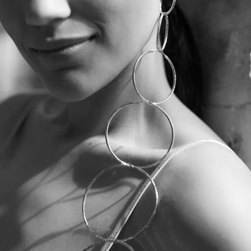 Sparkly Diamond-Cut Roma Hoop Earrings - Large
