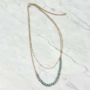 Turquoise & Gold 2 Strand Necklace