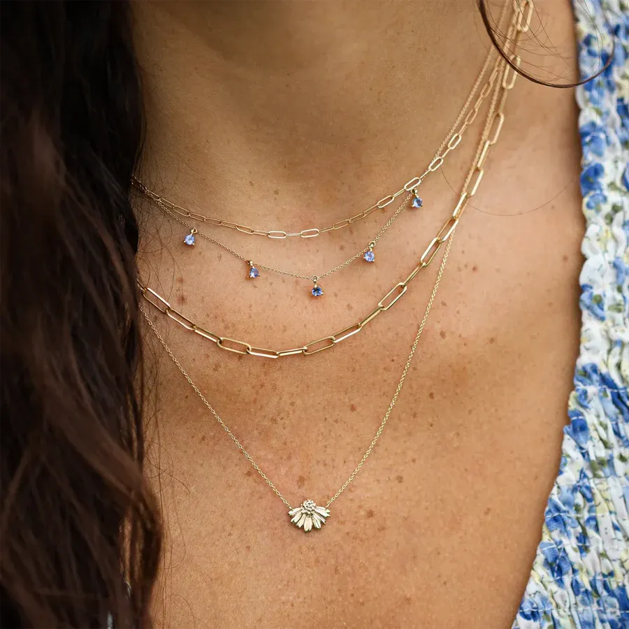 Wildflower Tanzanite Petal Necklace (14K Gold)